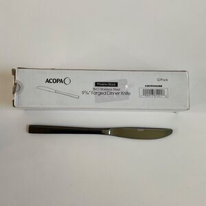 Acopa Phoenix Black 9 5/16" Stainless Steel Forged Dinner Knife, Pack of 12